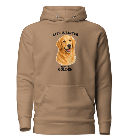 Golden Retriever Premium Adult Hoodie | Life Is Better With A Golden